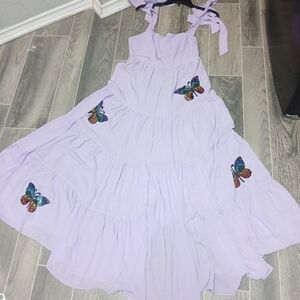 Judith March Lavender Dress with Butterfly Accents